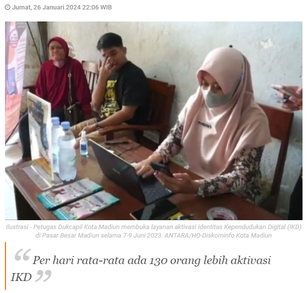 Dukcapil Kota Madiun catat aktivasi IKD capai 13,8 persen