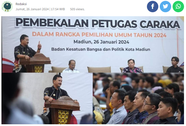 Walikota Madiun Beri Pembekalan Petugas Caraka Pemilu