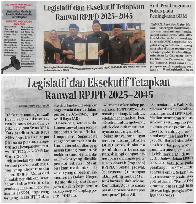 Legislatif dan Eksekutif Tetapkan Ranwal RPJPD 2025-2045, Arah Pembangunan Fokus pada Peningkatan SDM