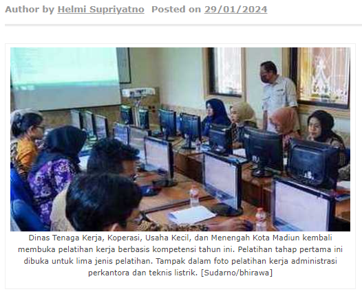 Pelatihan Kerja Berbasis Kompetensi Dimulai di Kota Madiun