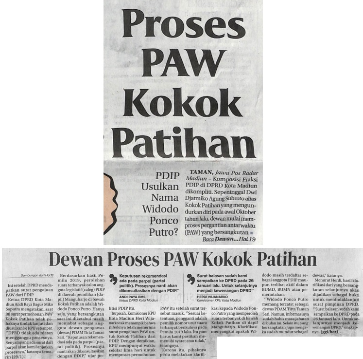 Proses PAW Kokok Patihan, PDIP Usulkan Nama Widodo Ponco Putro