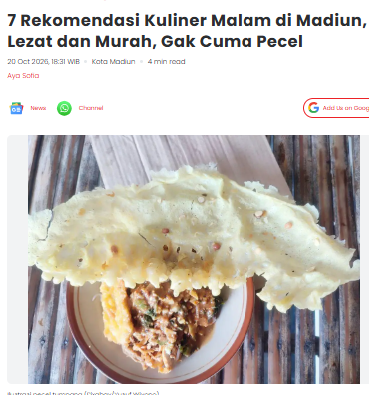 7 Rekomendasi Kuliner Malam di Madiun, Lezat dan Murah, Gak Cuma Pecel