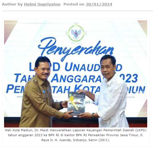 Konsisten Jadi yang Pertama Se-Jatim, Kota Madiun Serahkan Laporan ke BPK RI