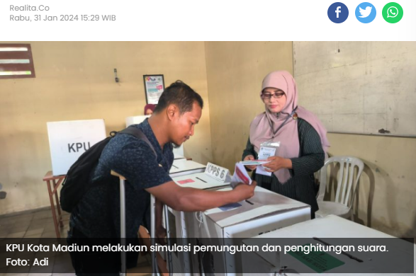 KPU Kota Madiun Simulasi Pencoblosan Jelang Pemilu