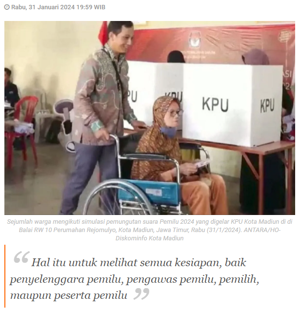KPU Kota Madiun lakukan simulasi pemungutan suara Pemilu 2024