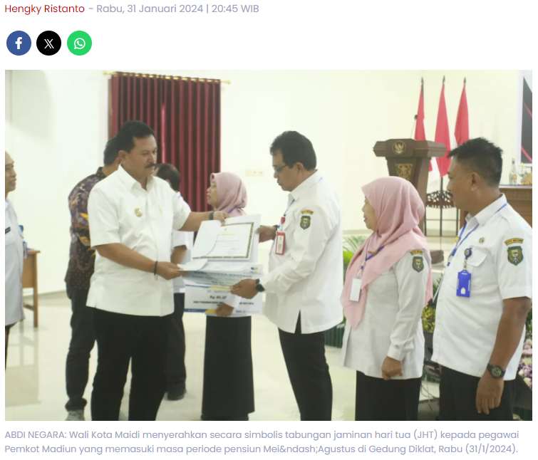 Wali Kota Madiun Maidi Minta Pegawainya yang Masuk Purnatugas untuk Tetap Produktif