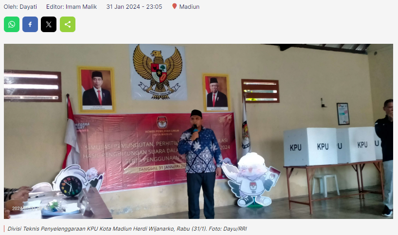 KPU Kota Madiun Gelar Simulasi Pemungutan Suara Dan Penggunaan SIREKAP