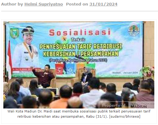 Pemkot Madiun Sosialisasikan Penyesuaian Tarif Retribusi Kebersihan