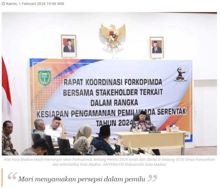 Wali Kota Madiun minta forkopimda bersinergi wujudkan Pemilu aman