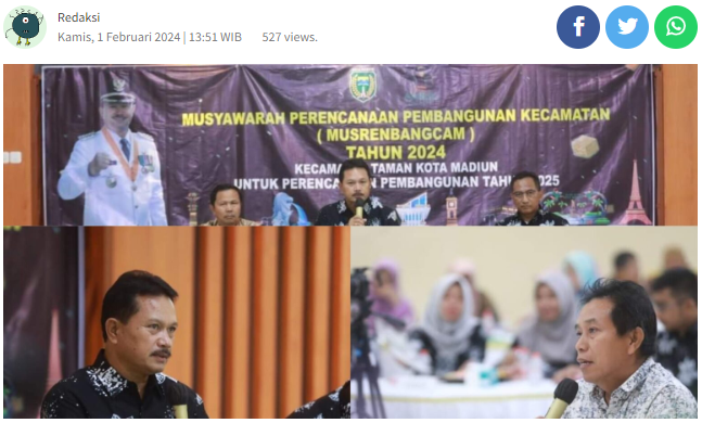 Musrenbang Kecamatan Taman, Walikota Madiun Ajak Warga Pantau Pembangunan