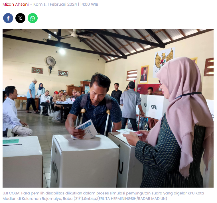 KPU Kota Madiun Gelar Simulasi Coblosan, Bawaslu Soroti Tugas KPPS