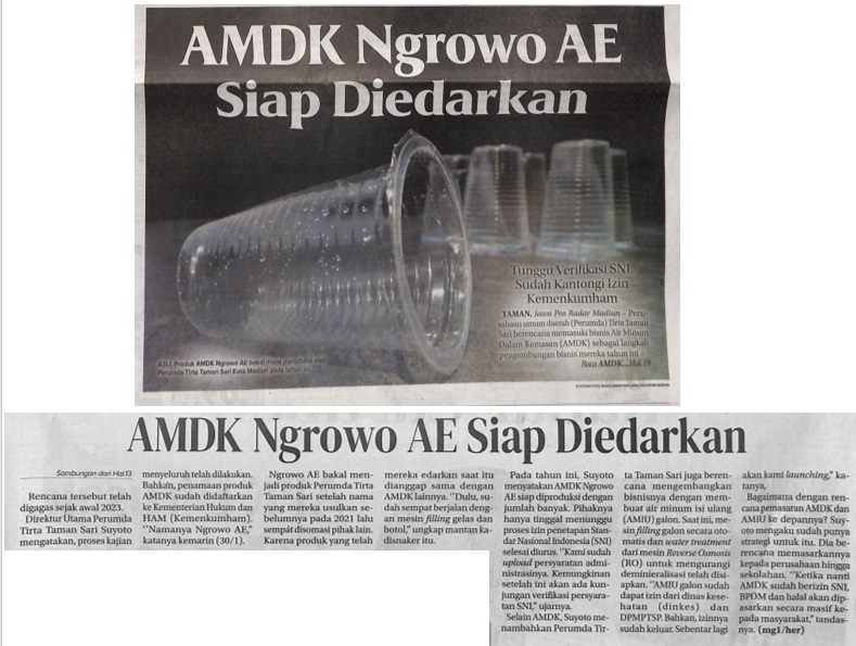 AMDK Ngrowo AE Siap Diedarkan