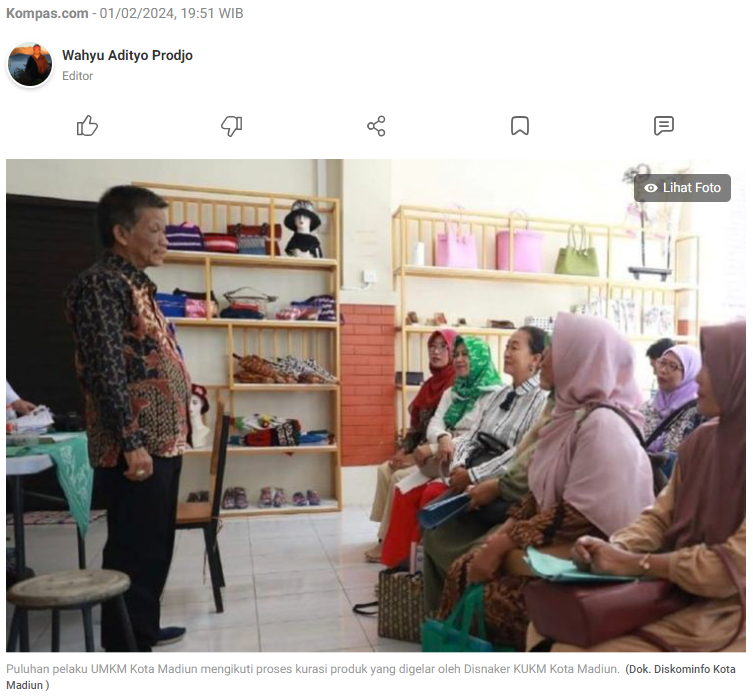 Dinas Koperasi dan UMKM Kota Madiun Kurasi Produk untuk Ekspor
