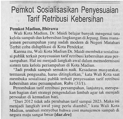 Pemkot Sosialisasikan Penyesuaian Tarif Retribusi Kebersihan