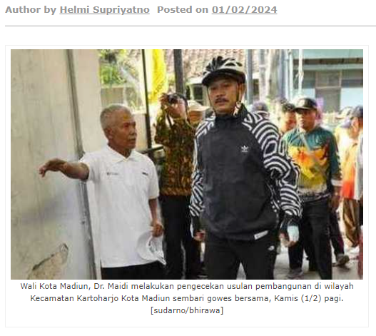 Wali Kota Madiun Pastikan Pembangunan Tepat Sasaran