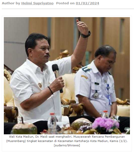 Wali Kota Madiun Harap Partisipasi Warga dalam Pembangunan Ditingkatkan