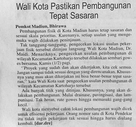 Wali Kota Pastikan Pembangunan Tepat Sasaran