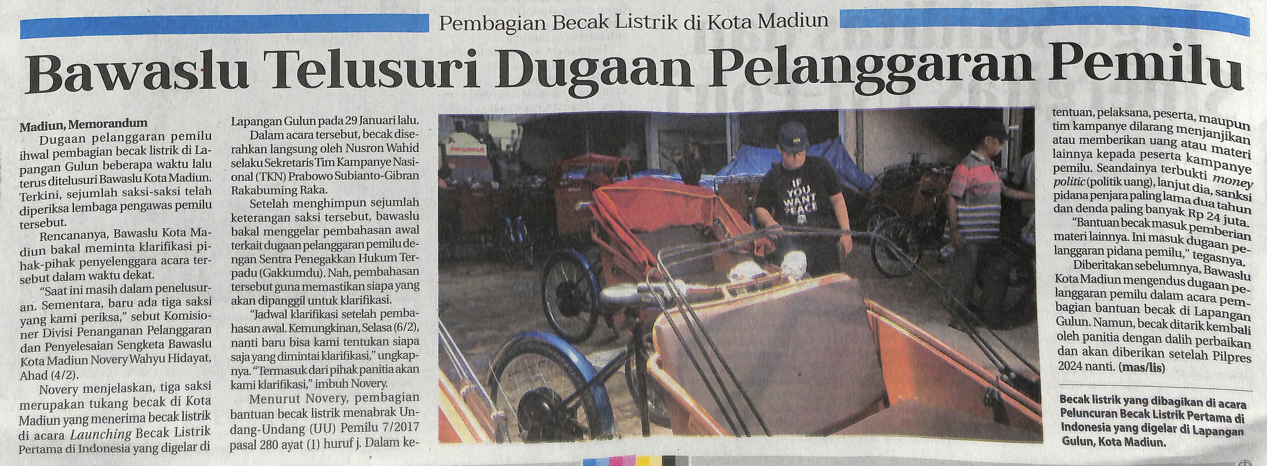 Bawaslu Telusuri Dugaan Pelanggaran Pemilu