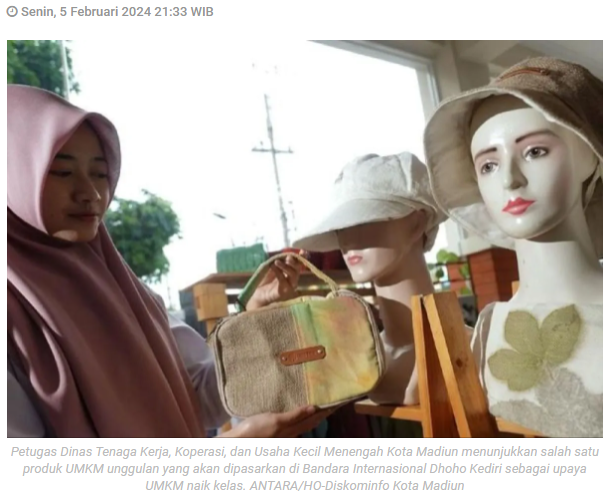 Enam produk UMKM Kota Madiun akan dipasarkan di Bandara Dhoho Kediri