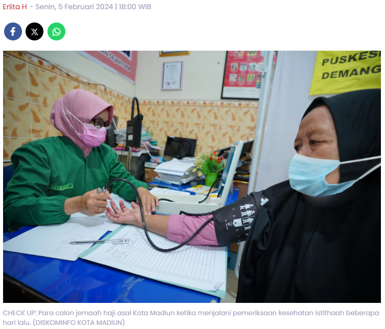19 CJH Kota Madiun Tak Lolos Istithaah, Ada yang Harus Jalani Pengobatan Penuh