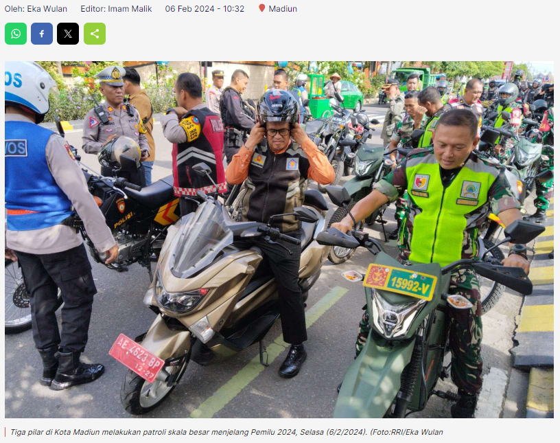 Jelang Pemilu, TNI-Polri Madiun Gelar Patroli Skala Besar