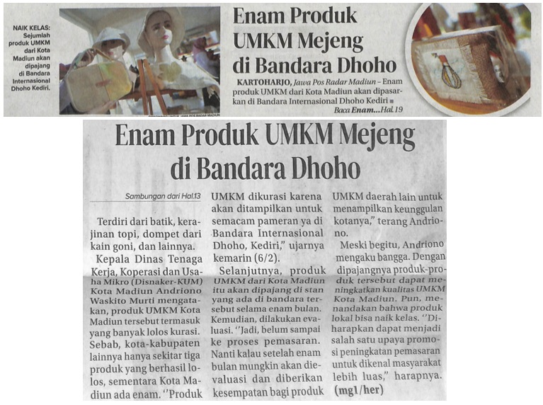 Enam Produk UMKM Mejeng di Bandara Dhoho