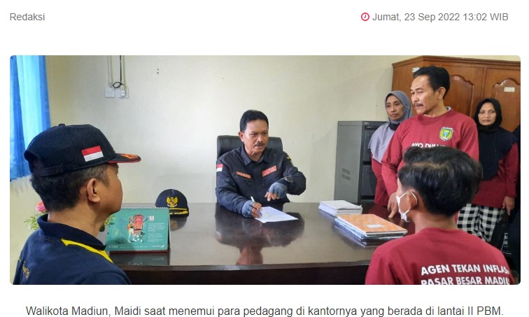Antisipasi Inflasi, Walikota Madiun Mulai Ngantor di Pasar Tradisional