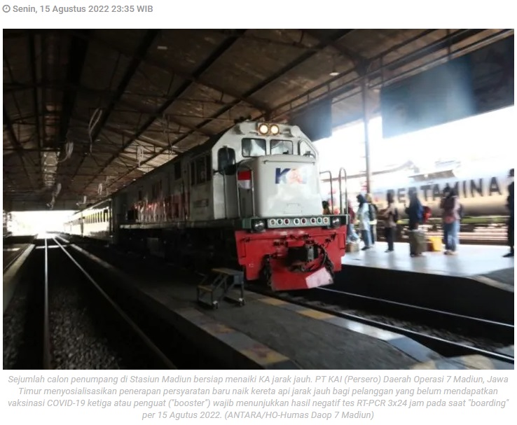 Daop Madiun sosialisasikan penumpang KA jarak jauh belum booster wajib tes PCR