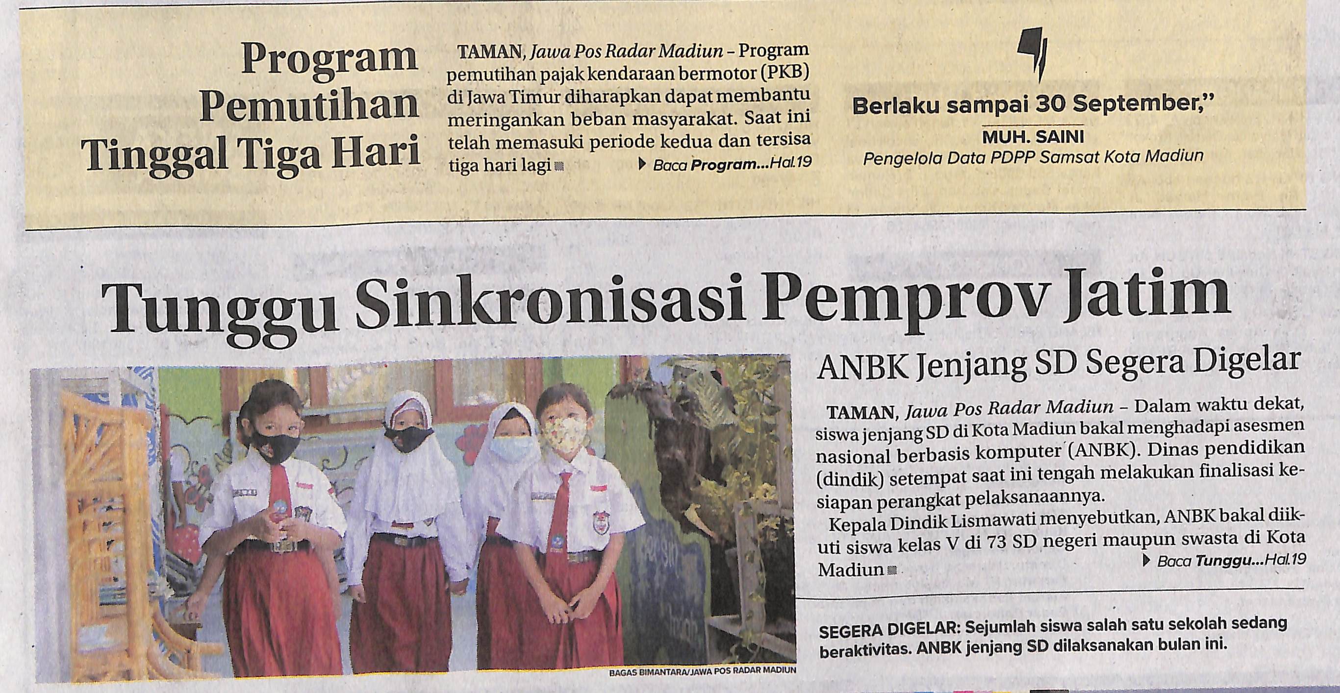 Tunggu Sinkronisasi Pemprov Jatim, ANBK Jenjang SD Segera Digelar