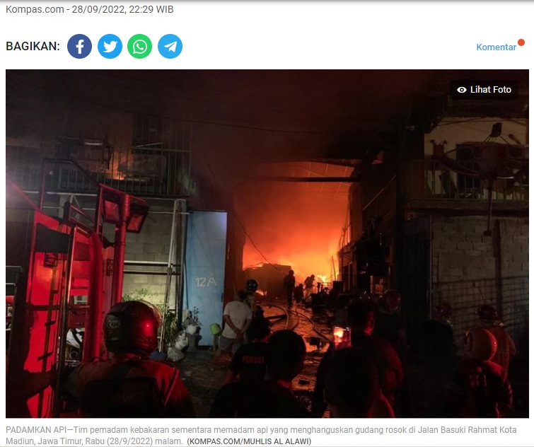 Gudang Rongsokan di Kota Madiun Ludes Terbakar