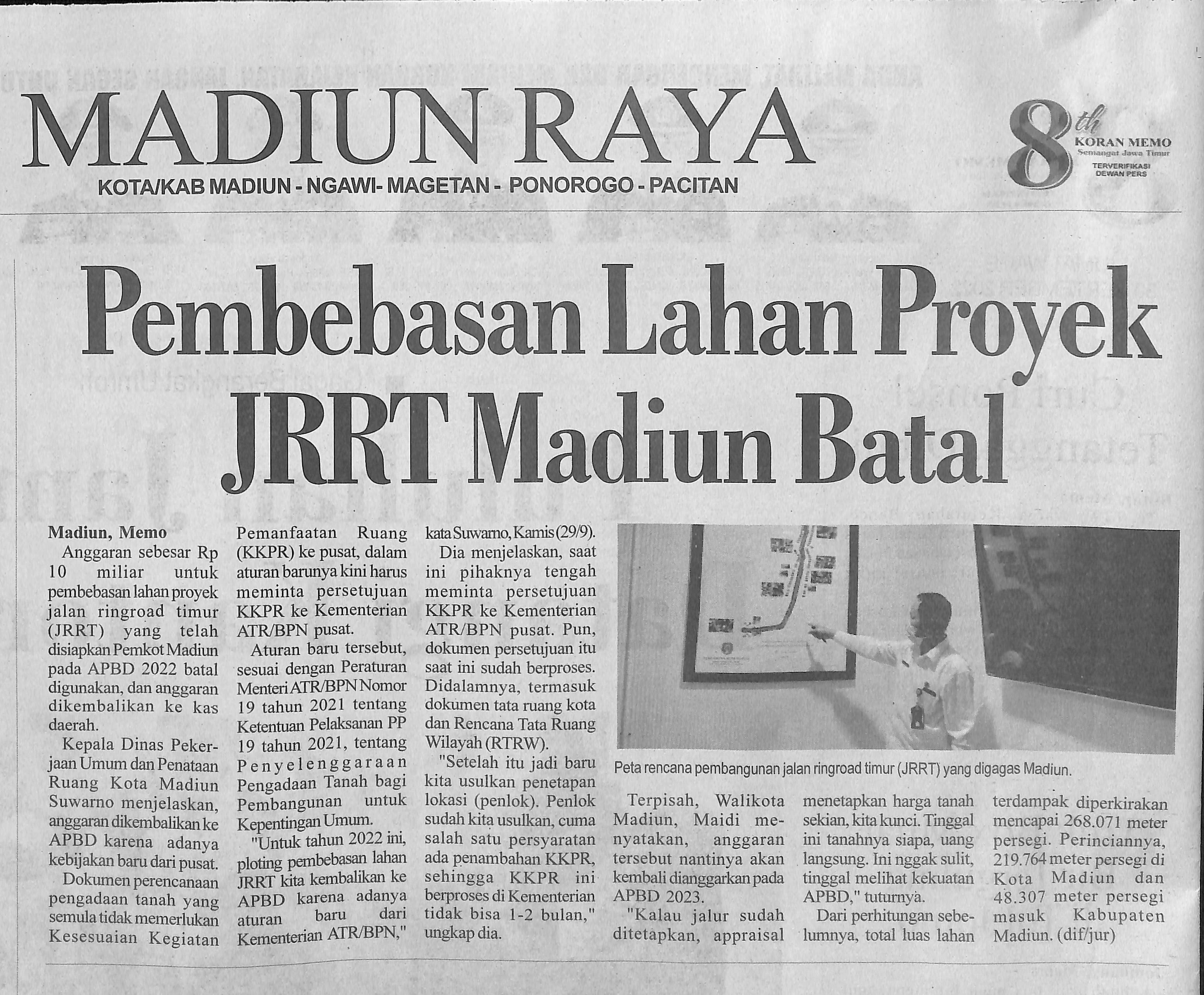 Pembebasan Lahan Proyek JRRT Madiun Batal