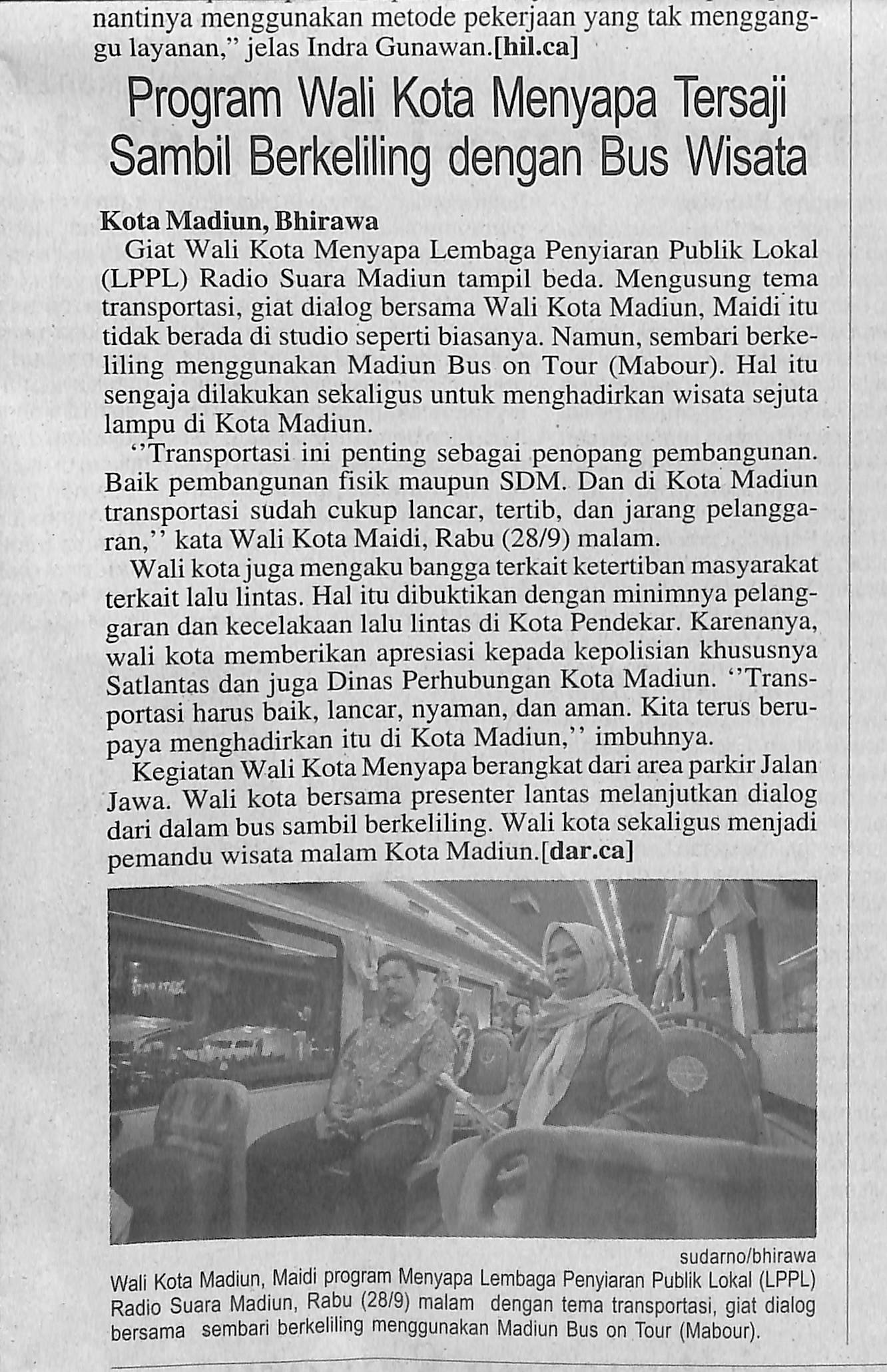 Program Walikota Menyapa Tersaji Sambil Berkeliling dengan Bus Wisata
