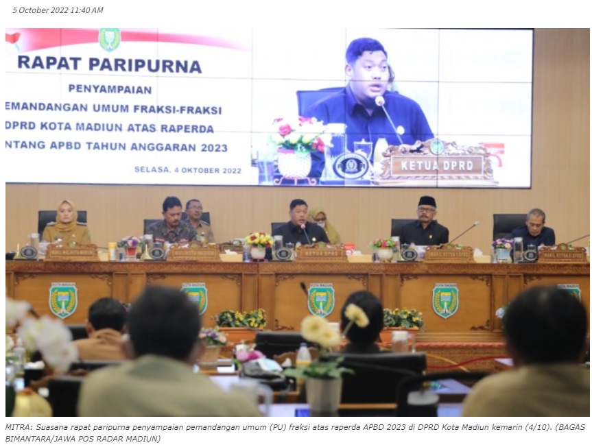 Pembahasan Raperda APBD 2023 Kota Madiun, Targetkan Lebih Cepat