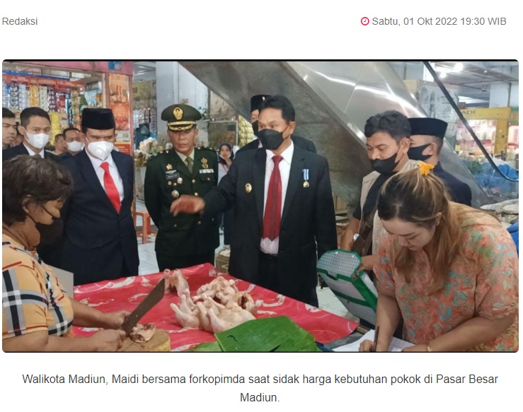 Usai Upacara Kesaktian Pancasila, Walikota Madiun Sidak Pasar Tekan Inflasi