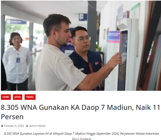 8.305 WNA Gunakan KA Daop 7 Madiun, Naik 11 Persen