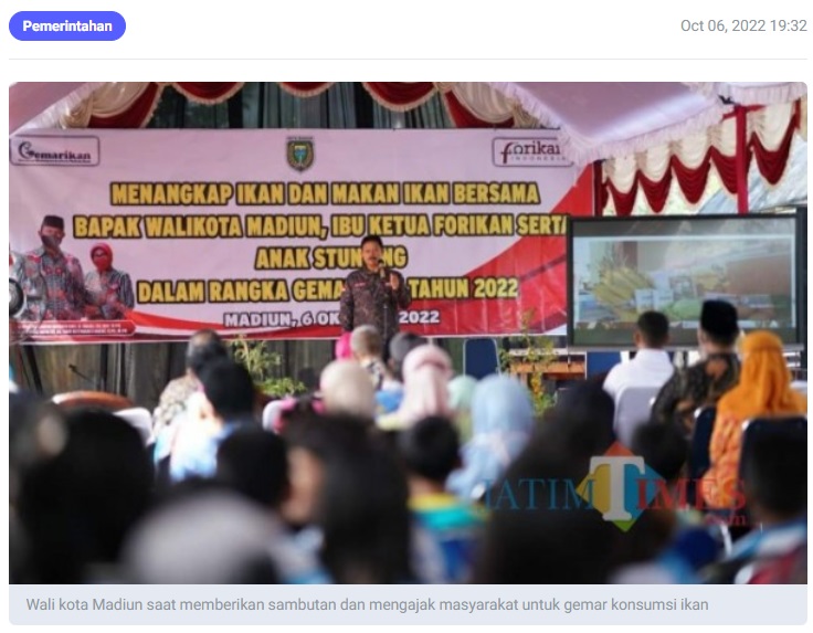 Menuju Zero Stunting, Wali Kota Madiun Ajak Warganya Gemar Makan Ikan