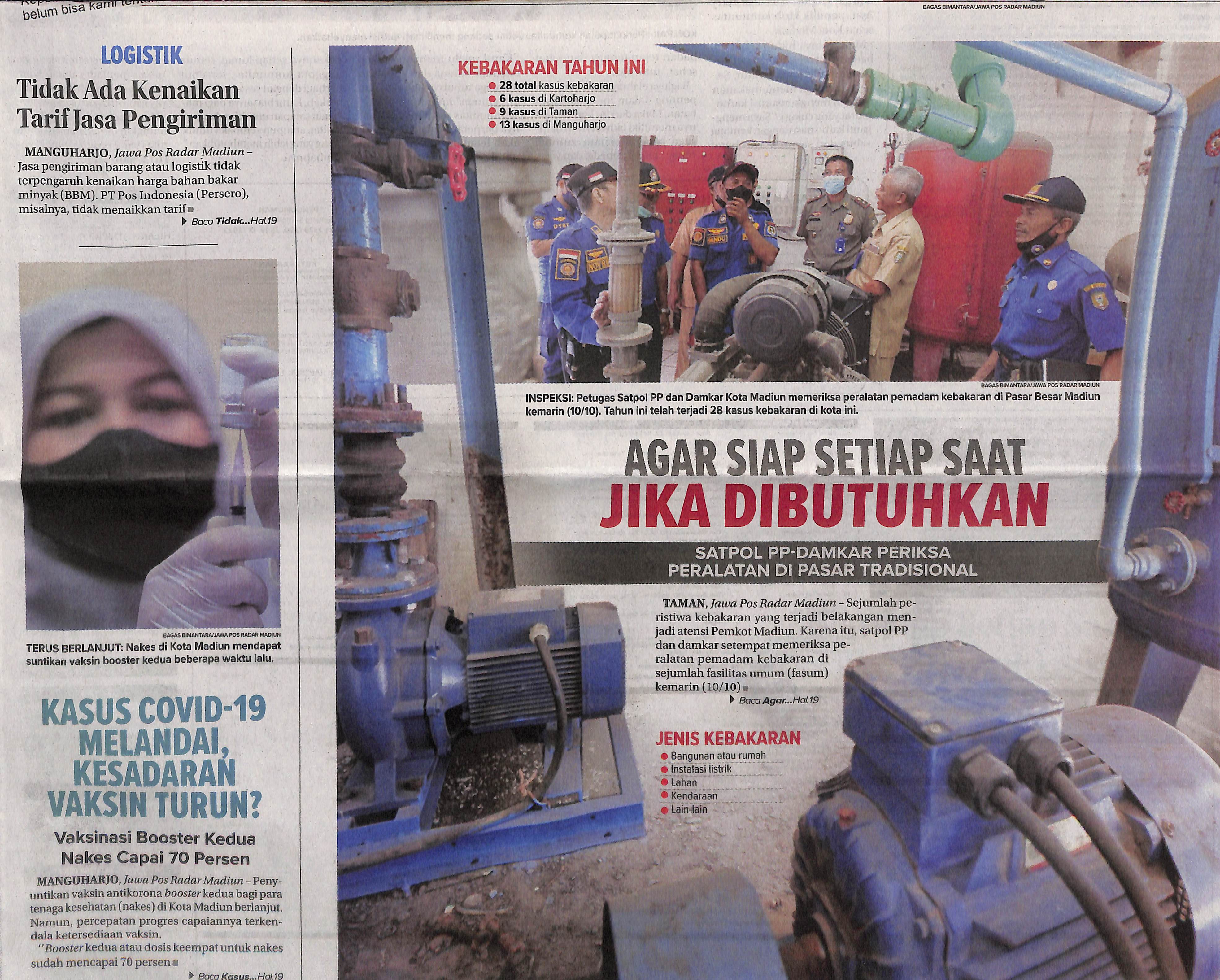 Agar Siap Setiap Saat Jika Dibutuhkan, Satpol PP-Damkar Periksa Peralatan Di Pasar Tradisional