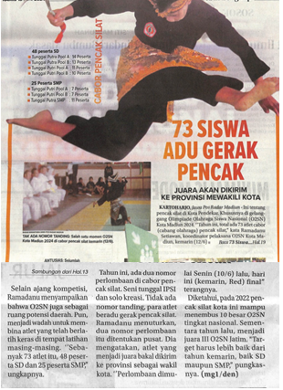 73 Siswa Adu Gerak Pencak