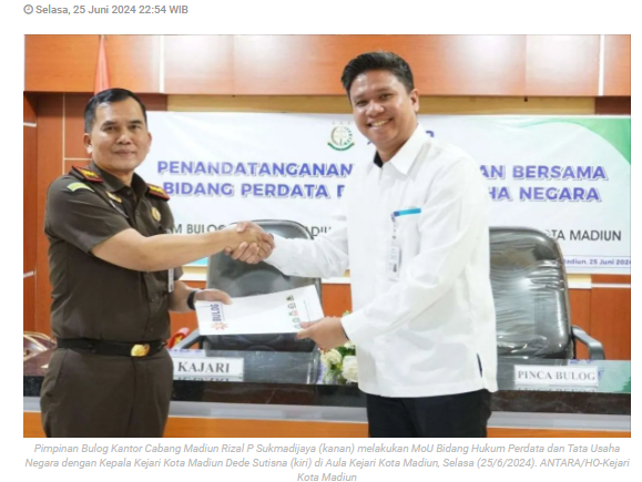 Bulog dan Kejari Madiun lakukan kerja sama di bidang hukum PTUN