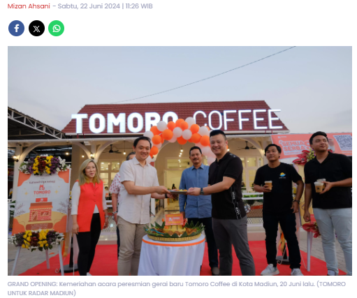Hore, Tomoro Coffee Buka Gerai di Kota Madiun, Jangan Lewatkan Beragam Promo Berikut Ini!
