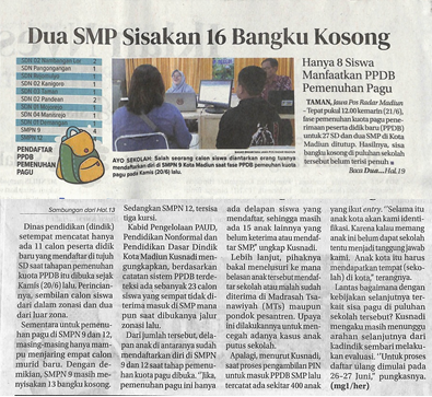 Dua SMP Sisakan 16 Bangku Kosong