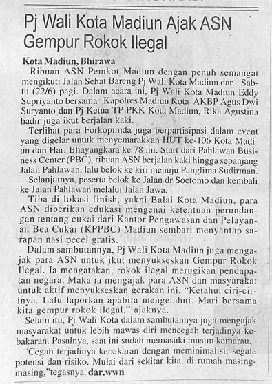 Pj Wali Kota Madiun Ajak ASN Gempur Rokok Ilegal