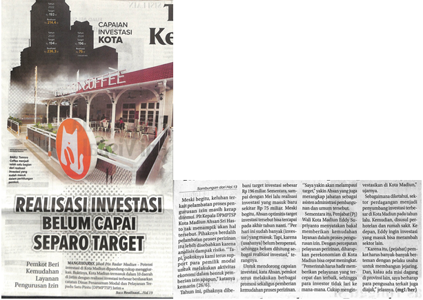 Realisasi Investasi Belum Capai Separo Target