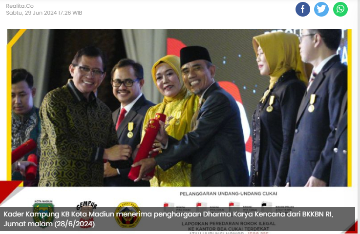 Dua Kader Kampung KB Kota Madiun Raih Penghargaan dari BKKBN RI