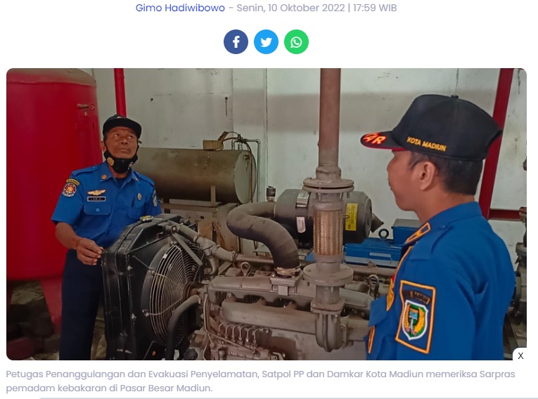 Petakan Strategi Penanganan Kebakaran, Damkar Sidak Pasar Besar Kota Madiun