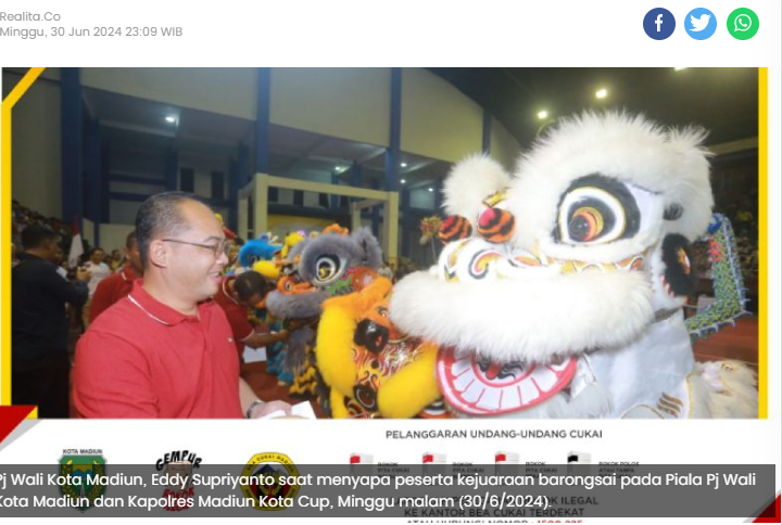 Meriah, Puluhan Peserta Ikuti Kejuaraan Barongsai dan Tarian Naga di Kota Madiun