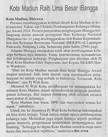 Kota Madiun Raih Lima Besar iBangga