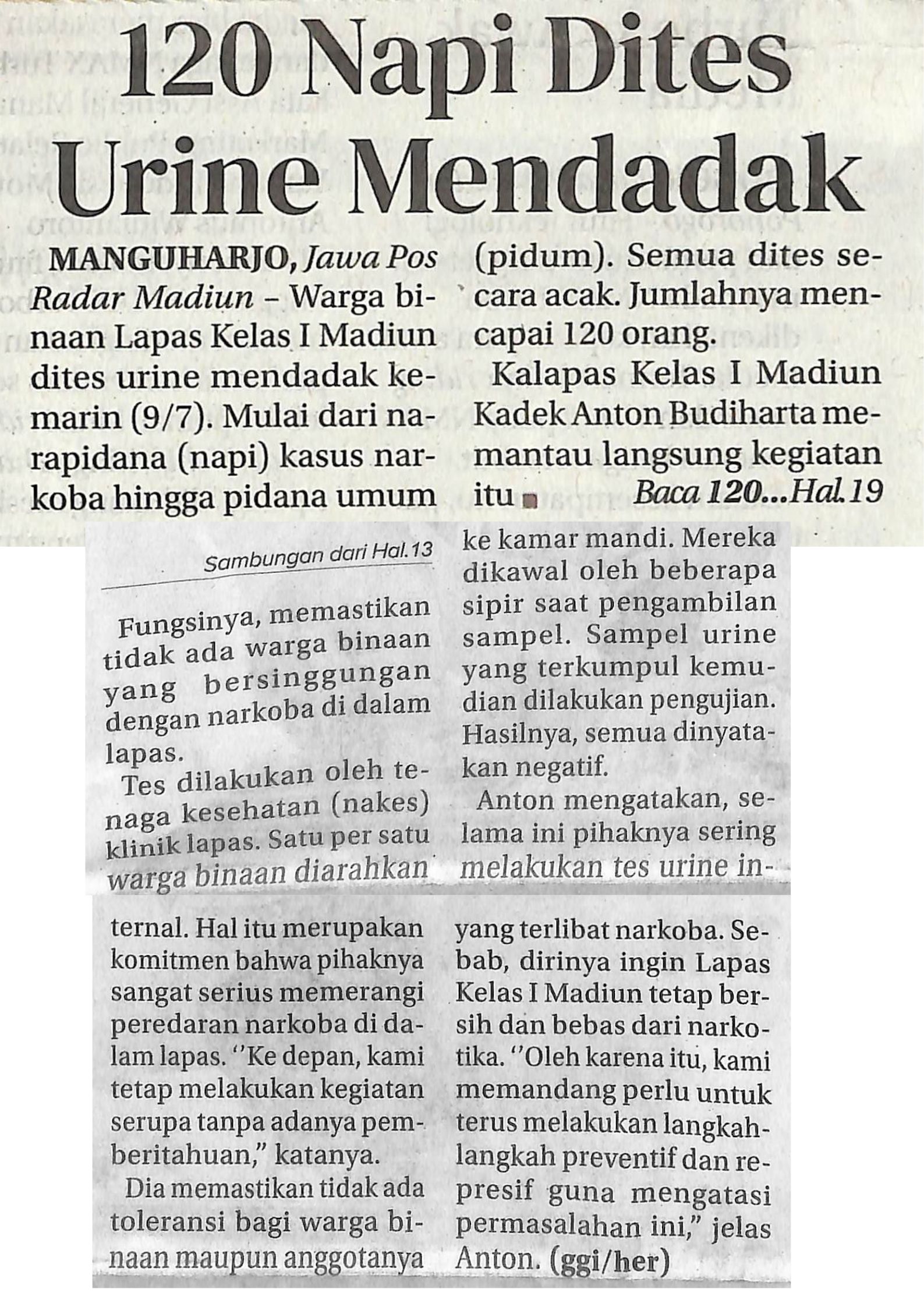 120 Napi Dites Urine Mendadak