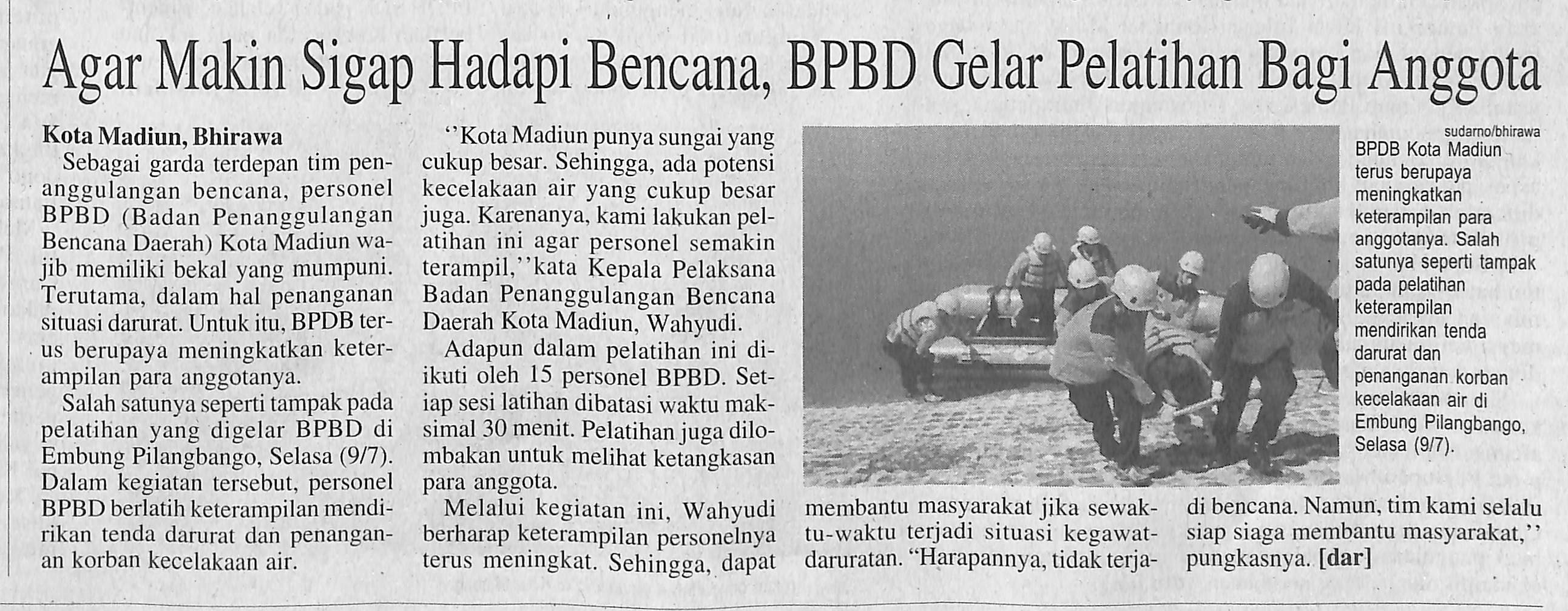 Agar Makin Sigap Hadapi Bencana, BPBD Gelar Pelatihan Bagi Anggota