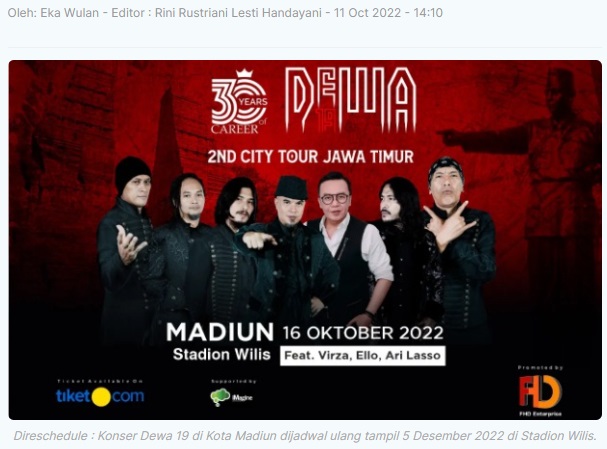 Konser Dewa 19 di Madiun Diundur 5 Desember, Ini Penjelasannya